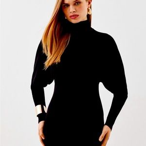 Knit Vicose Mini dress. Batwing sleeve detail. Turtleneck.